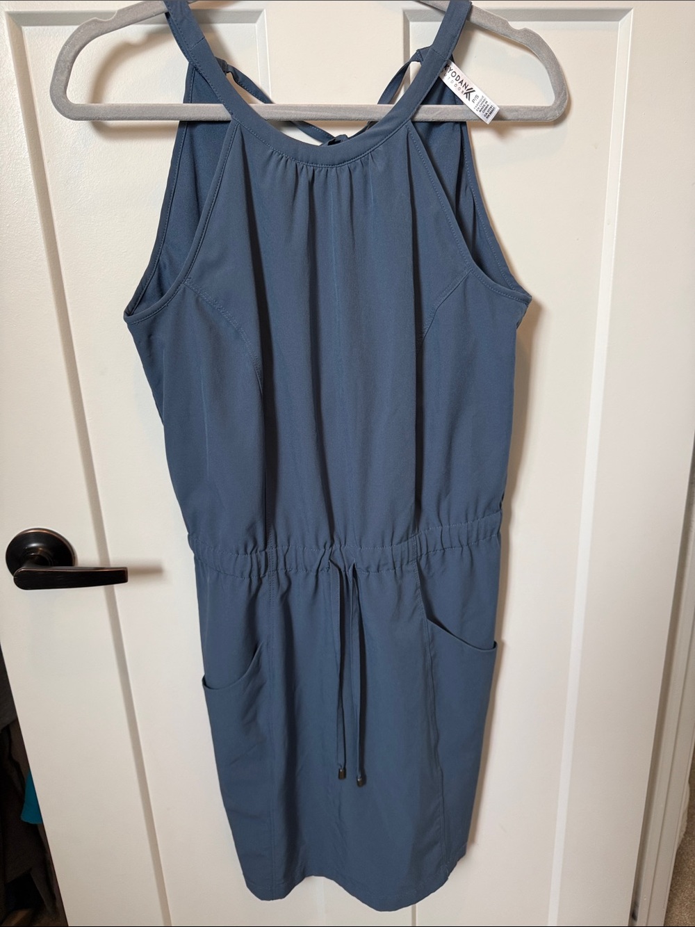 Kyodan Slate Blue Drawstring Halter Tank Dress